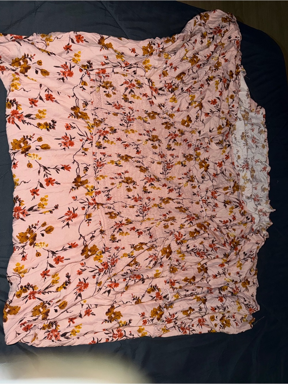 Liberty Love Pink Floral Smocked Off-Shoulder Crop Top